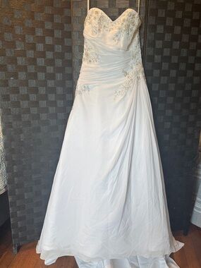 Strapless White Wedding Gown with Beaded Bodice